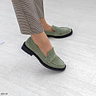 Замшеві жіночі оливкові туфлі лофери, фото 5