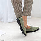 Замшеві жіночі оливкові туфлі лофери, фото 6