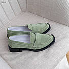 Замшеві жіночі оливкові туфлі лофери, фото 7