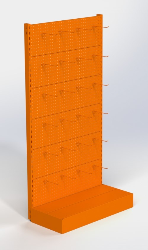 Стелаж 1970х970мм з перфорованою стінкою під гачки торговий пристінний для магазину