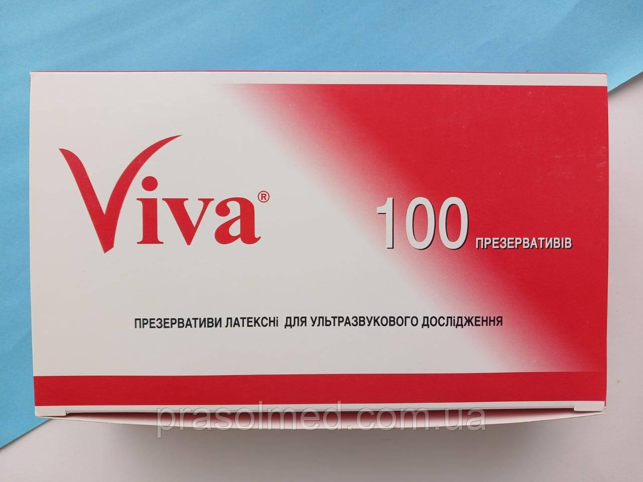 Презервативи латексні для УЗД 210х28мм  "VIVA"  уп.100шт.