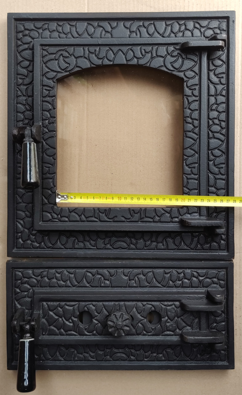 Дверцы печные 370х400 мм. комплект дверей, со стеклом, для камина, печи ...