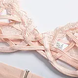 Жіноча білизна ніжно-рожевого кольору з поясом та багетами, фото 7