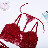 Набір жіночої нижньої білизни червоного кольору, фото 6