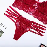 Набір жіночої нижньої білизни червоного кольору, фото 7