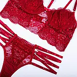 Набір жіночої нижньої білизни червоного кольору, фото 8