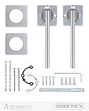 Ручка дверна ROSTEX NOVARA H50 mov-mov SQUARE Нерж.сталь_мат 38-52мм універсальне Novara NEREZ_MAT Комплект, фото 5
