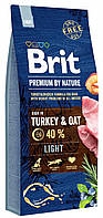 Сухой корм для собак с лишним весом Brit Premium Light индейка 15 кг