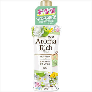 Lion Soflan Aroma Rich Ellie парфумований кондиціонер для білизни аромат зелених фруктів, конвалії, троянд, 480 мл