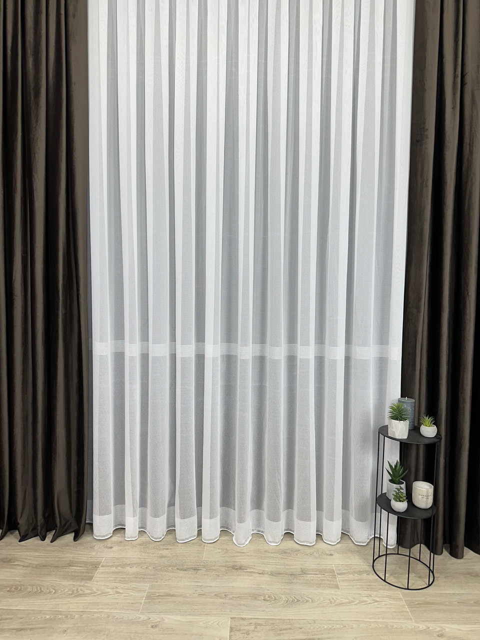 Готовий тюль на бамбуковій основі, розмір 350смХ267см на тасьмі 6 см. Колір: молочний, фото 1