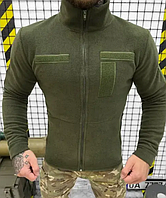 Флисовая кофта олива, армейская флиска с липучками под шевроны, тактическая флисовая кофта цвет хаки XXL