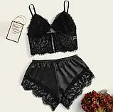 Літня піжама мереживний топ та атласні трусики, фото 5