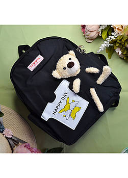 Дитячий рюкзак з плюшевим ведмедиком чорний, повсякденний