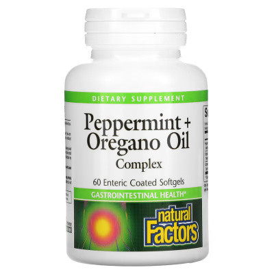 Peppermint + Oregano Oil Complex Natural Factors, 60 софтгель