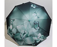 Зонт полуавтомат женский складной Антиветер 3 сложения Regen Цветы