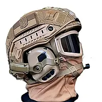 Комплект! Каска Шлем Сертифицированный Кевларовый Тактический FAST, тактические наушники GEN2