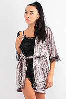 Комплект Валерия супер батал халат+пижама Ghazel 17111-122 88 Фуксия халат Черный комплект 54 TO, код: 7357930