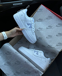 Кросівки Nike Air Force 1 Utility Low white жіночі women One класичні білі Найк Форси шкіряні кеди повсякденні