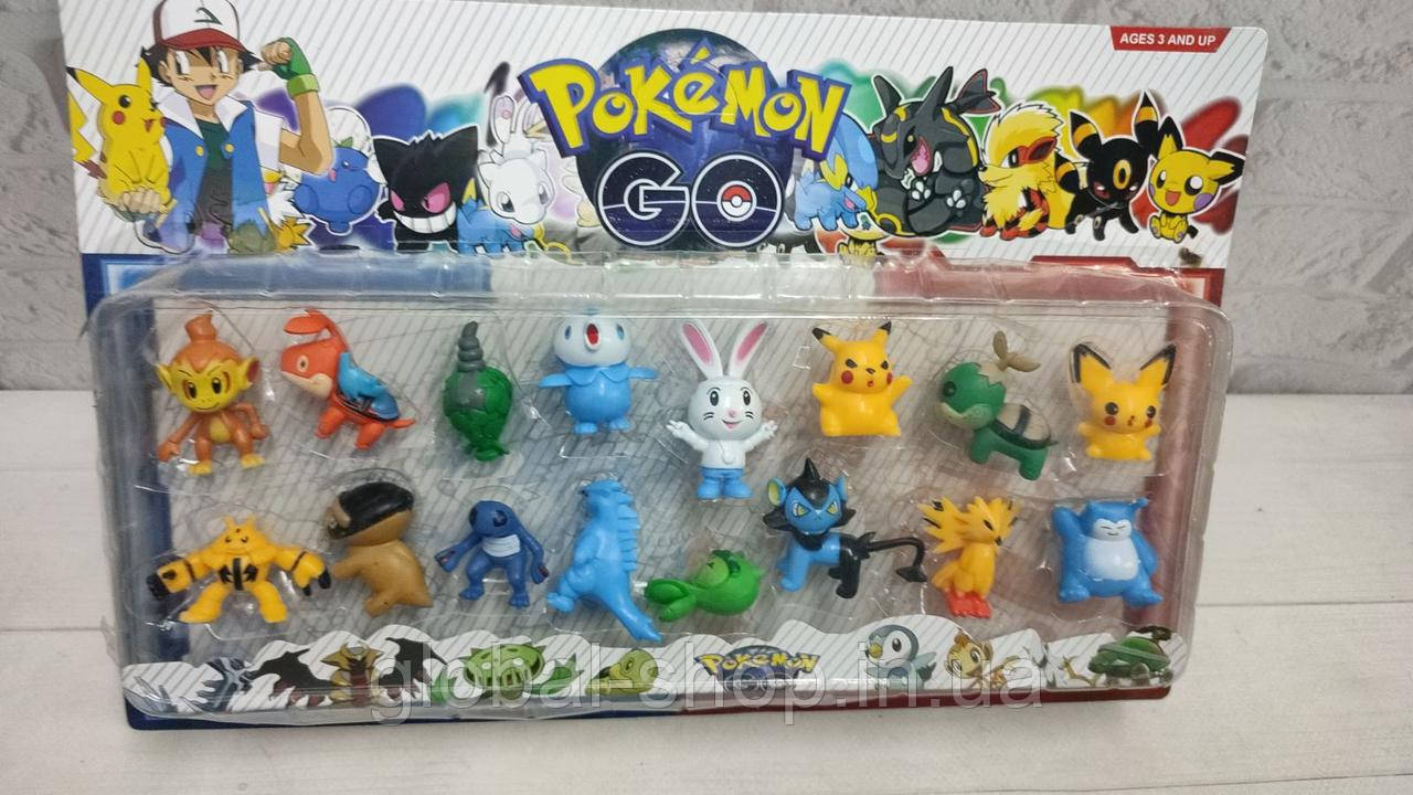 Ігровий набір фігурок Покемони, Pokemon GO, 15 шт. у комплекті. Пикачу, Pikachu