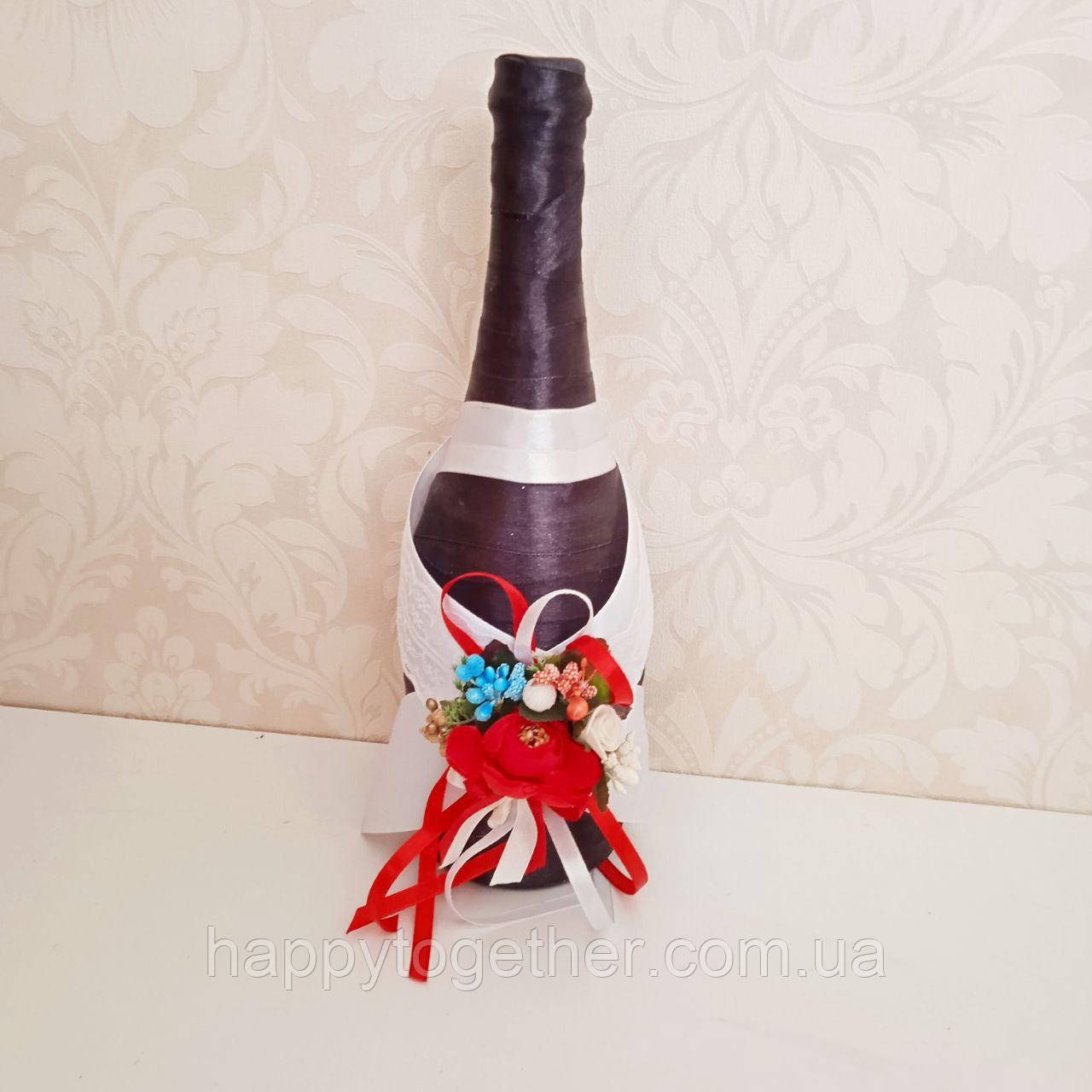 Свадебная повязка на шампанское красная - фото 4 - id-p1922813777