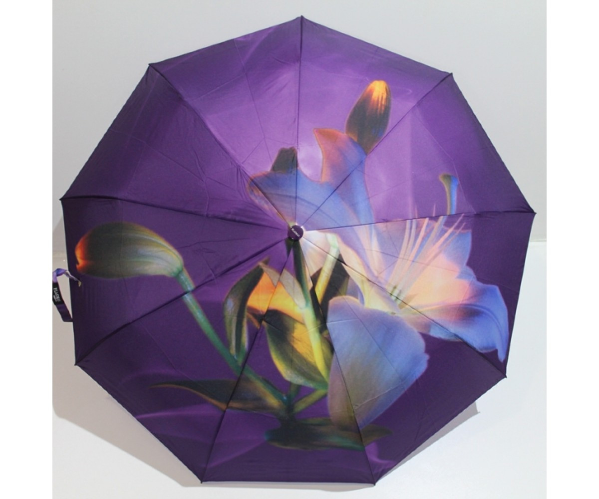 Жіноча парасолька автомат Антивітер 9 спиць FLAGMAN Квіти