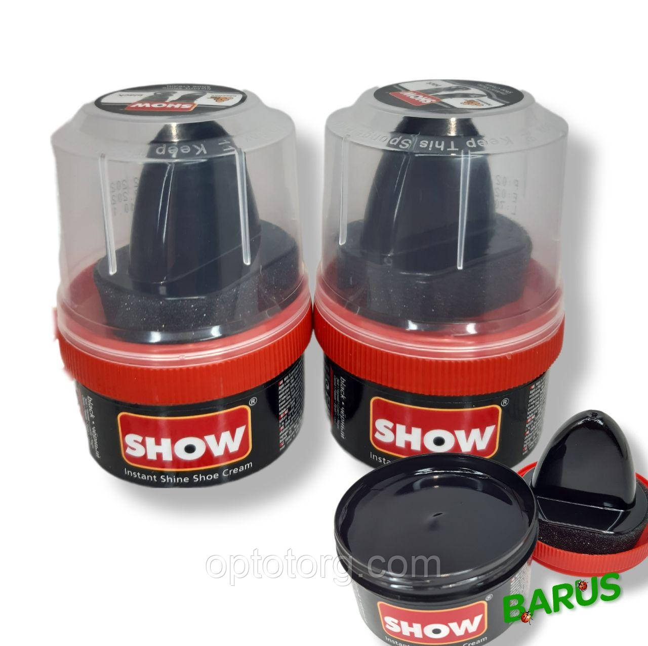 Крем-блиск SHOW для взуття чорний із натуральним воском 50 мл, фото 1