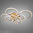 Світлодіодна люстра 175 Вт з підсвічуванням основи та пультом д/к колір каркасу золотий D-A9133/8G LED 3color dimmer, фото 4