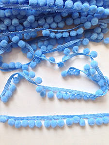 Тасьма з помпонами блакитна 10 мм