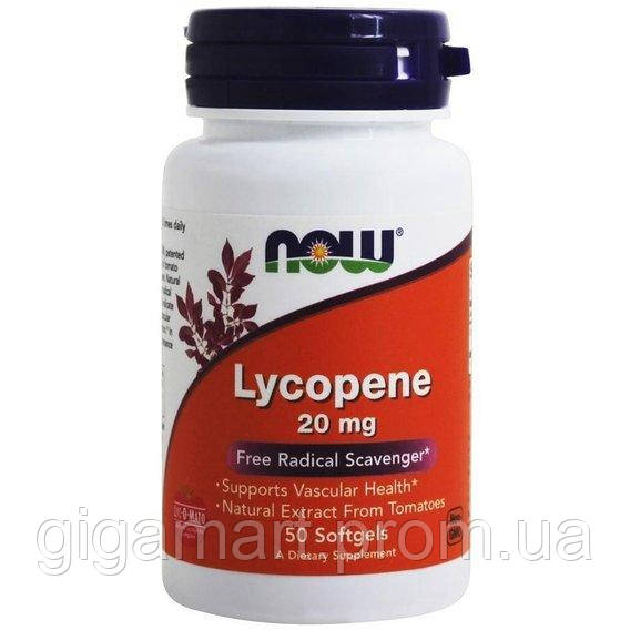 Ликопин NOW Foods Lycopene 20 mg 50 Softgels GI, код: 7518460 - фото 1 - id-p1922896376