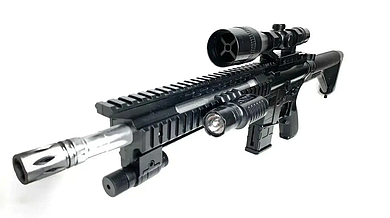 Автомат з ліхтариком і лазерним прицілом колір чорний кульки 6 мм пластикові потужний