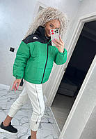 Модная женская куртка зимняя теплая зеленая плащевка S, M, L, XL | Зимняя женская куртка The north face