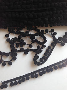 Тасьма з помпонами чорна 11 мм