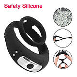 Потрійне ерекційне віброкольцо на пенис і мошонку USB - Чорний, фото 4