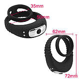 Потрійне ерекційне віброкольцо на пенис і мошонку USB - Чорний, фото 7