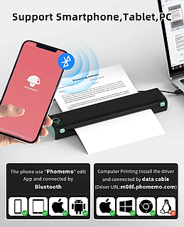 Портативный термопринтер Phomemo M08F для печати на А4