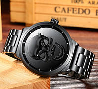 Металлические мужские наручные часы с черепом в стиле PHILIPP PLEIN черные высокое качество
