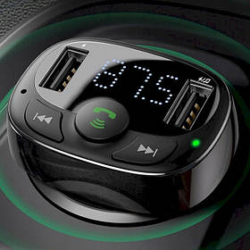FM Трансмітер Baseus T-typed Bluetooth MP3 charger with car holder black (CCTM-01)