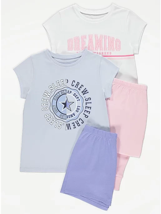 Піжама футболка та штани для дівчинки біло-рожева Collegiate Dreaming George 140-146см