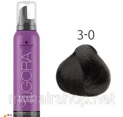 Тонувальний мус для волосся Schwarzkopf Professional Igora Expert Mousse 100 мл 3-0 Темний коричневий натуральний