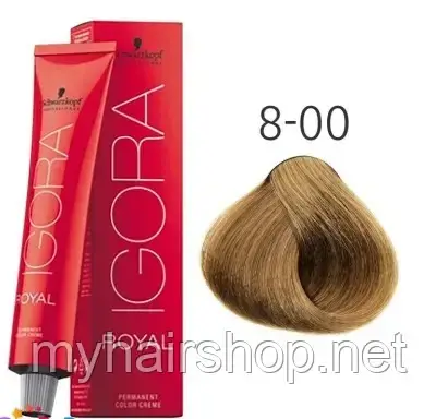 Фарба для волосся Schwarzkopf Professional Igora Royal 60 мл 8-00 Світлий русявий натуральний екстра, фото 1