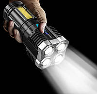 Фонарь ручной L-S03 прожектор 4 Led с зарядкой от Usb боковым светом Cob 207080