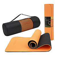 Коврик спортивный Cornix TPE 183 x 61 x 1 cм для йоги и фитнеса XR-0091 Orange/Black Poland