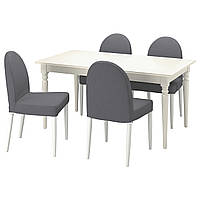 Стол и 4 стула IKEA INGATORP / DANDERYD, белый белый, Висле серый, 18, 215 см, 894.839.62