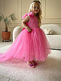 Дитяче рожеве нарядне плаття для дівчинки в стилі Барбі Barbie для 1,2,3,4,5,6,7,8,9,10 років, фото 7