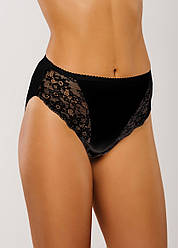 Трусики сліпи бавовняні з мереживом Афина 015 середня лінія талії чорні (розміри: 5XL, S)