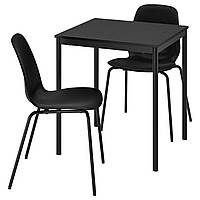 Стол и 2 стула IKEA SANDSBERG / LIDÅS, черный, черный, черный, черный, 67x67 см, 795.088.97