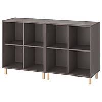 Комбинация шкафов с ножками IKEA ЭКЕТ, темно-серый, дерево, 140x35x80 см, 193.861.01