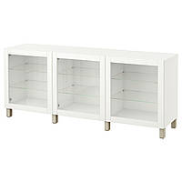 Комбинация для хранения с дверцами IKEA БЕСТО, белый, СИНДВИК, Stubbarp бежевый, 180x40x74 см, 294.244.47