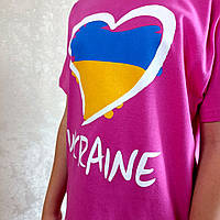 Патриотическая футболка детская с рисунком сердца для 3-4 лет, футболка с флагом Украины розовая топ