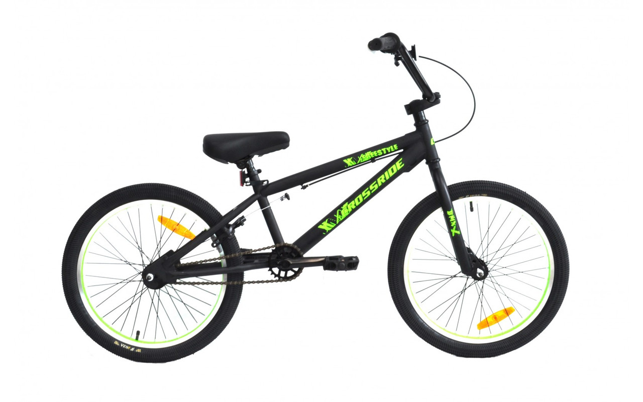 Хит! Велосипед трюковый для подростка CROSSRIDE FREESTYLE ST BMX 20" Черно-зеленый, бмикс 20 дюймов - фото 1 - id-p1923298430